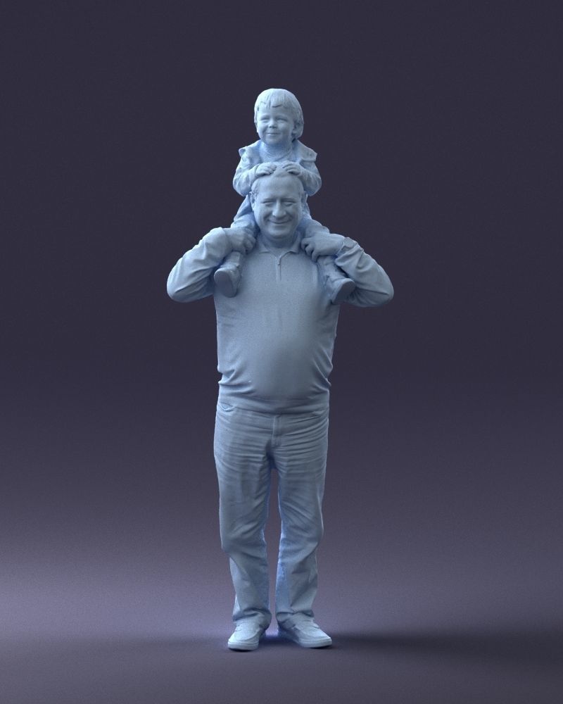 000198 Grandfather with Grandson on Shoulders 1023 3D model_37