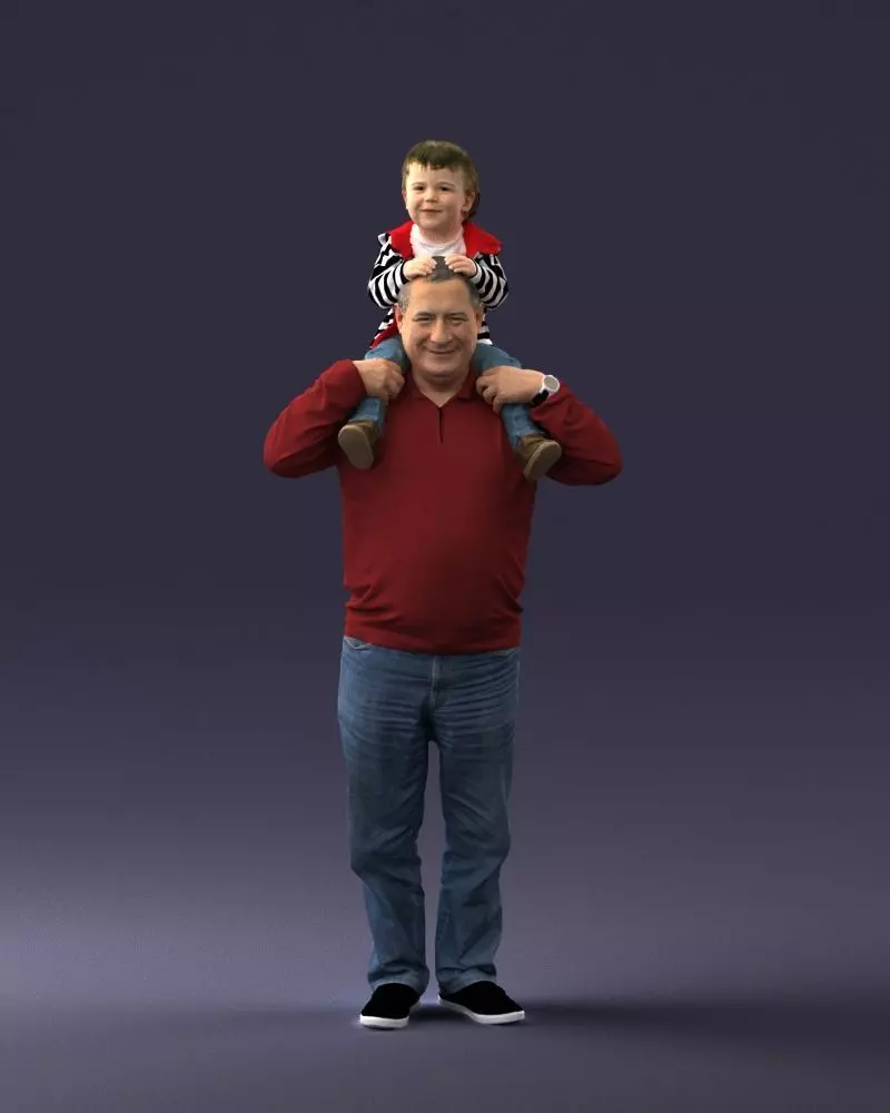 000198 Grandfather with Grandson on Shoulders 1023 3D model_0