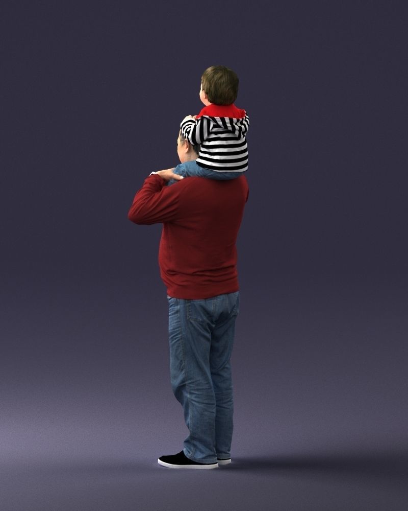 000198 Grandfather with Grandson on Shoulders 1023 3D model_21