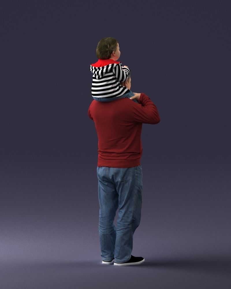 000198 Grandfather with Grandson on Shoulders 1023 3D model_15