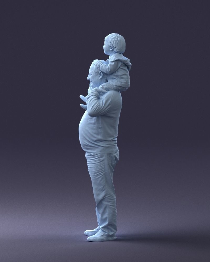000198 Grandfather with Grandson on Shoulders 1023 3D model_25