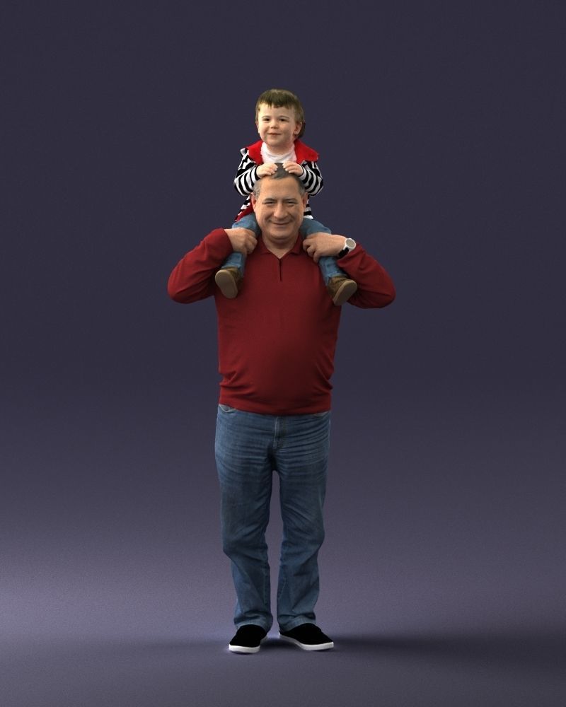 000198 Grandfather with Grandson on Shoulders 1023 3D model_36