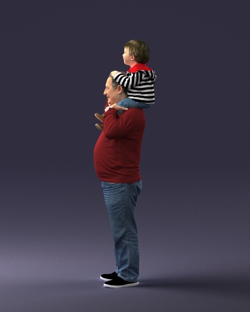 000198 Grandfather with Grandson on Shoulders 1023 3D model_24