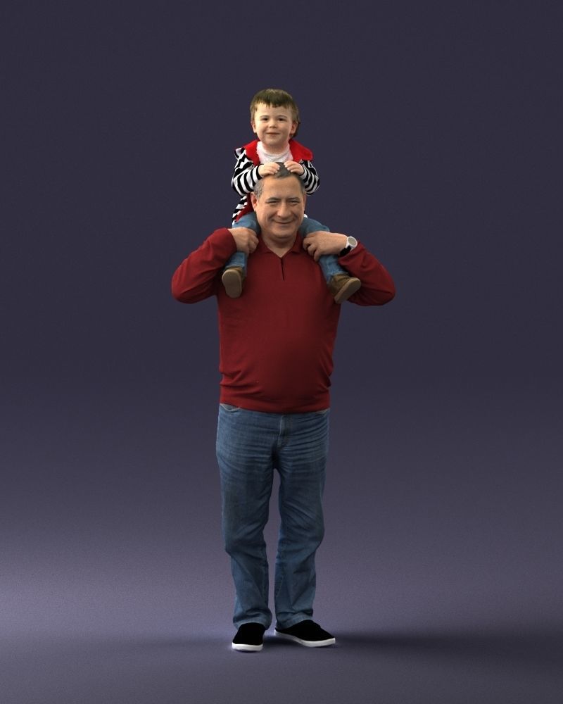 000198 Grandfather with Grandson on Shoulders 1023 3D model_3