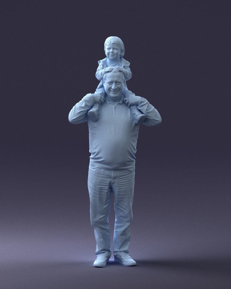 000198 Grandfather with Grandson on Shoulders 1023 3D model_1