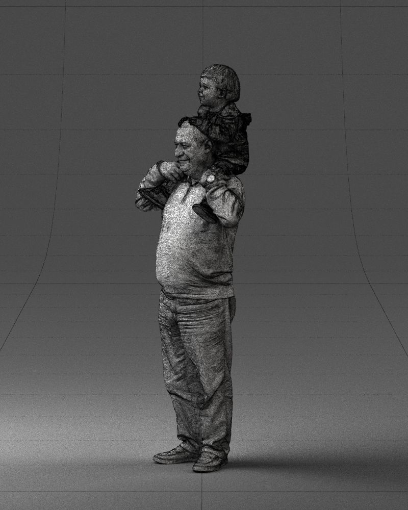 000198 Grandfather with Grandson on Shoulders 1023 3D model_29