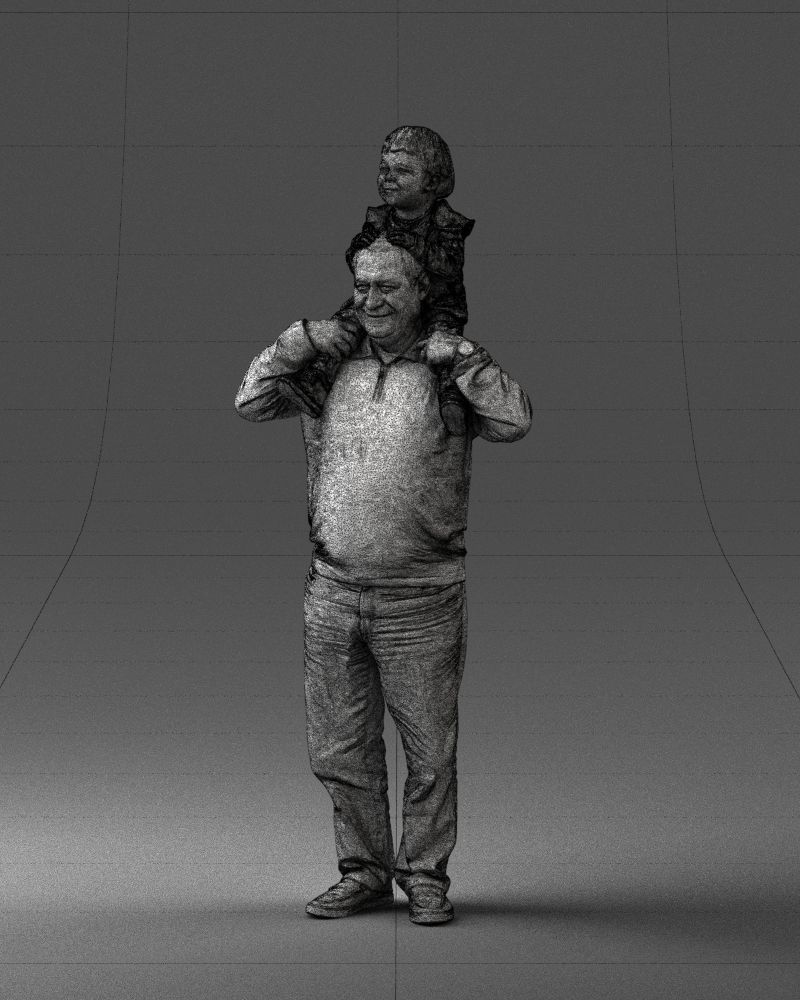000198 Grandfather with Grandson on Shoulders 1023 3D model_32