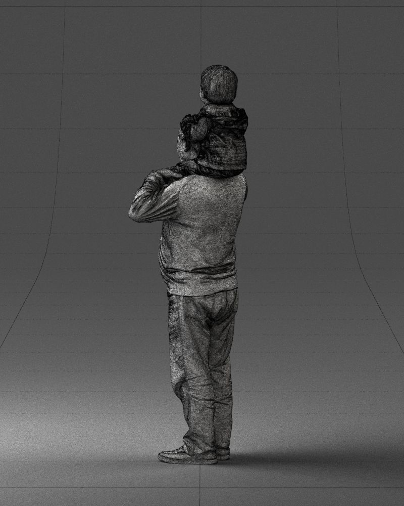 000198 Grandfather with Grandson on Shoulders 1023 3D model_23
