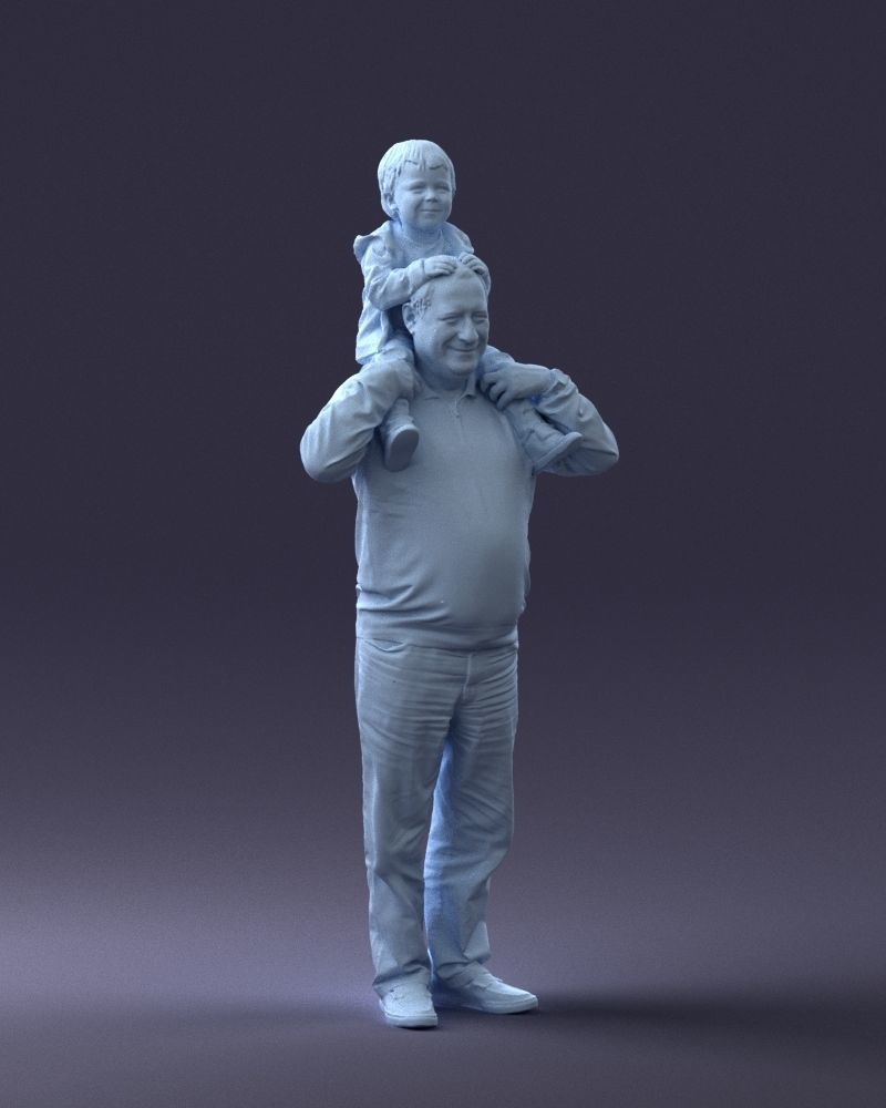 000198 Grandfather with Grandson on Shoulders 1023 3D model_7