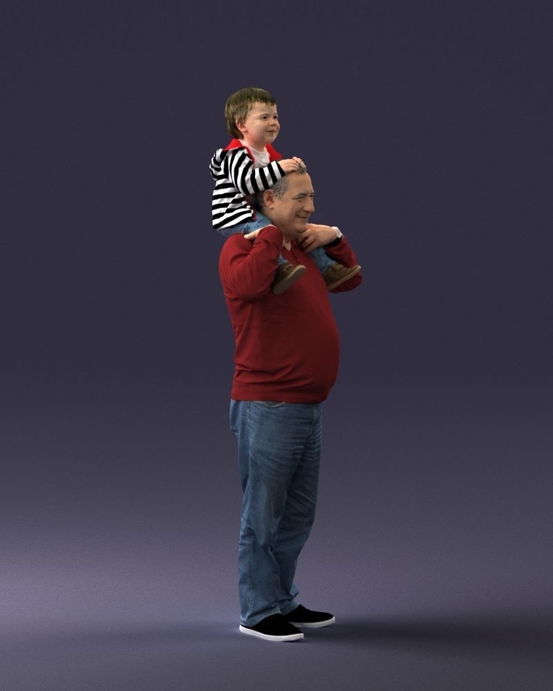 000198 Grandfather with Grandson on Shoulders 1023 3D model_9