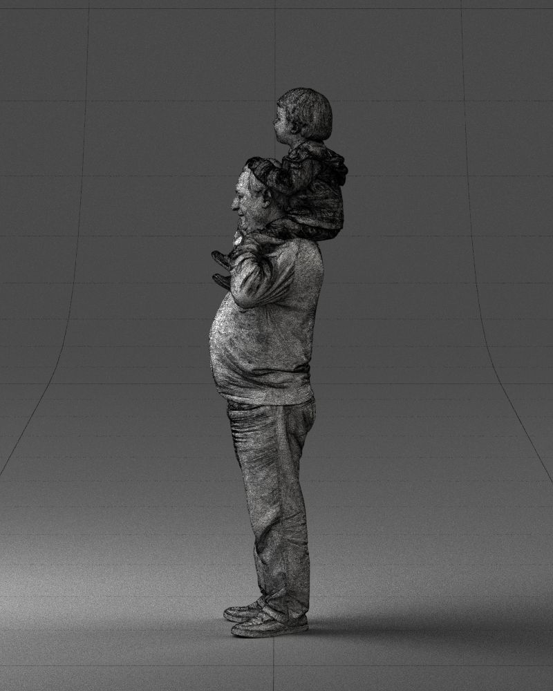 000198 Grandfather with Grandson on Shoulders 1023 3D model_26