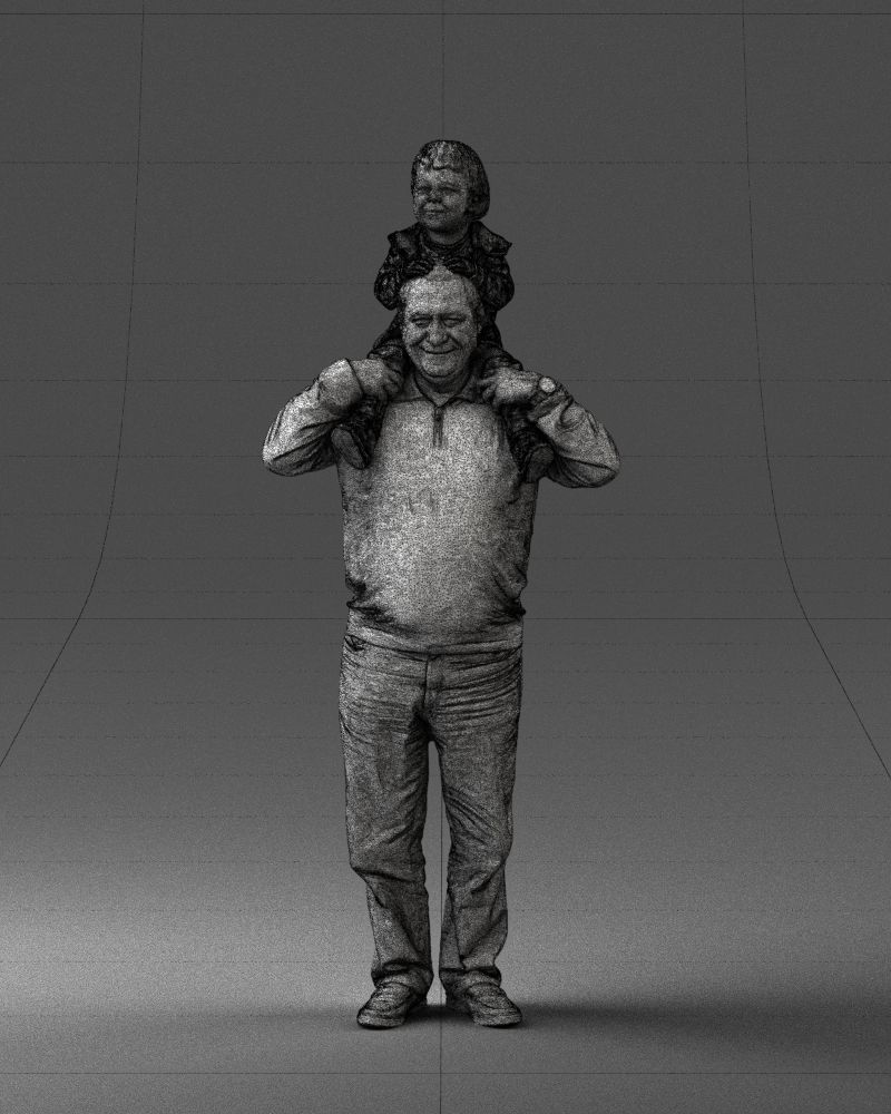 000198 Grandfather with Grandson on Shoulders 1023 3D model_35