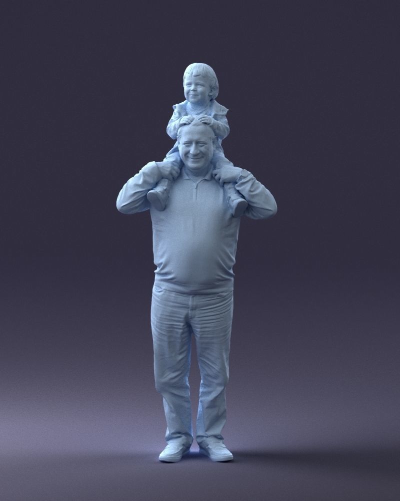 000198 Grandfather with Grandson on Shoulders 1023 3D model_34