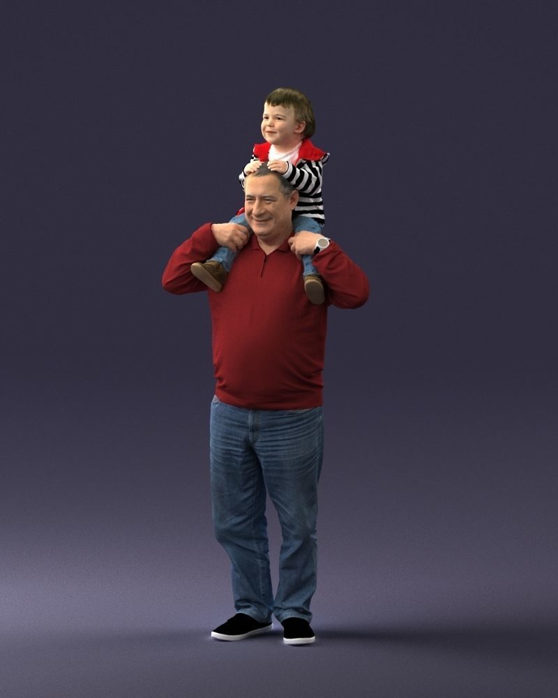 000198 Grandfather with Grandson on Shoulders 1023 3D model_30