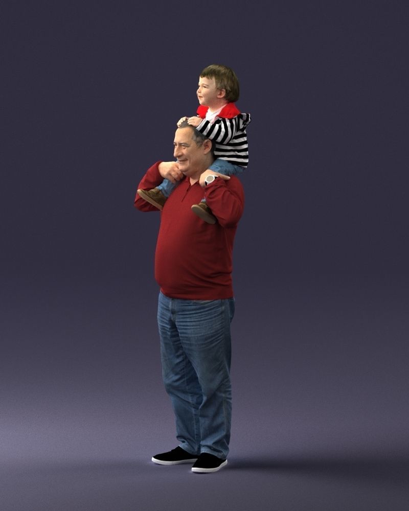 000198 Grandfather with Grandson on Shoulders 1023 3D model_27