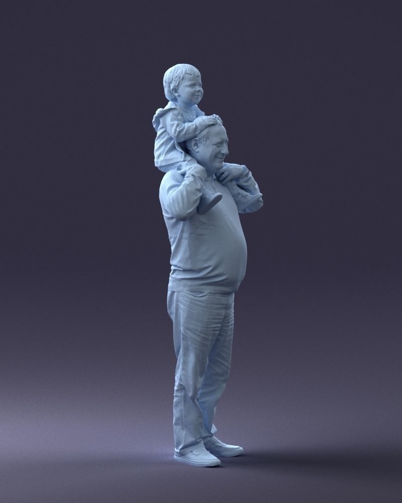 000198 Grandfather with Grandson on Shoulders 1023 3D model_10