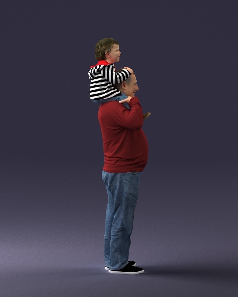 000198 Grandfather with Grandson on Shoulders 1023 3D model_12