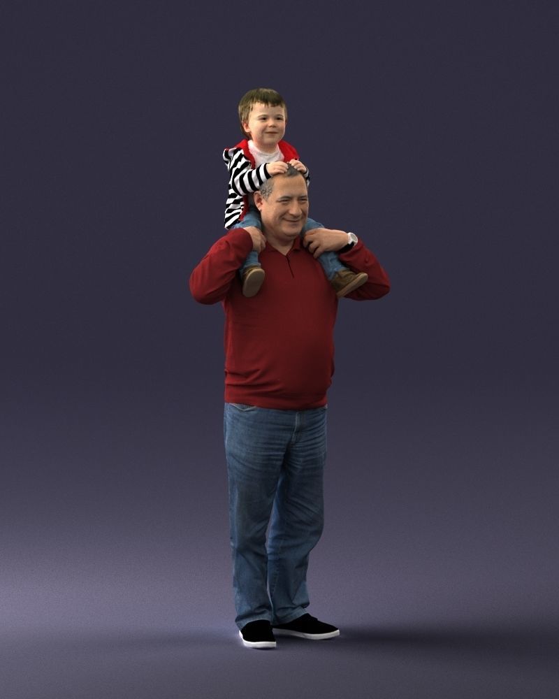 000198 Grandfather with Grandson on Shoulders 1023 3D model_6