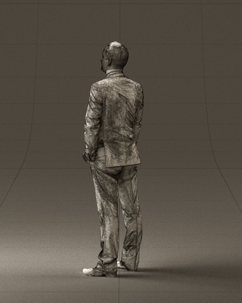 Man in dark blue suit red tie 0548 3D model_23