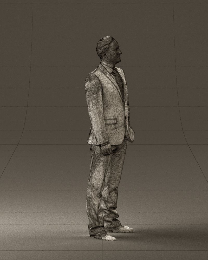 Man in dark blue suit red tie 0548 3D model_11