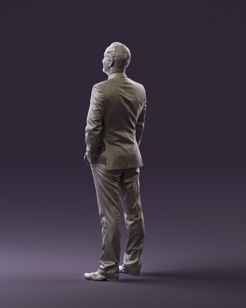 Man in dark blue suit red tie 0548 3D model_22