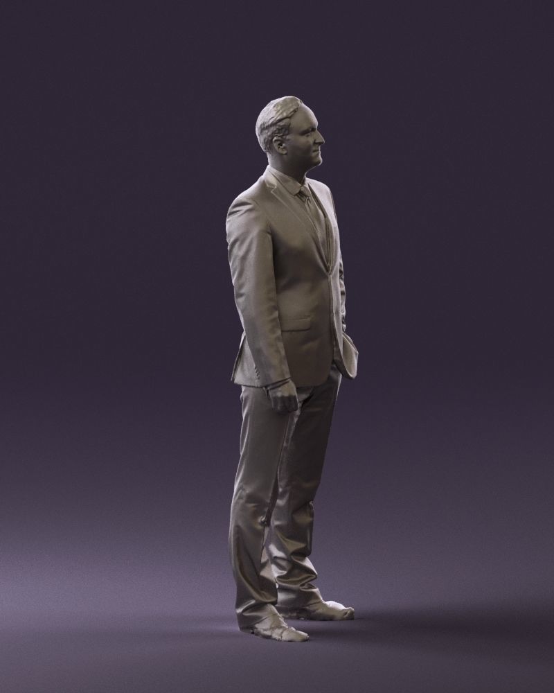 Man in dark blue suit red tie 0548 3D model_10