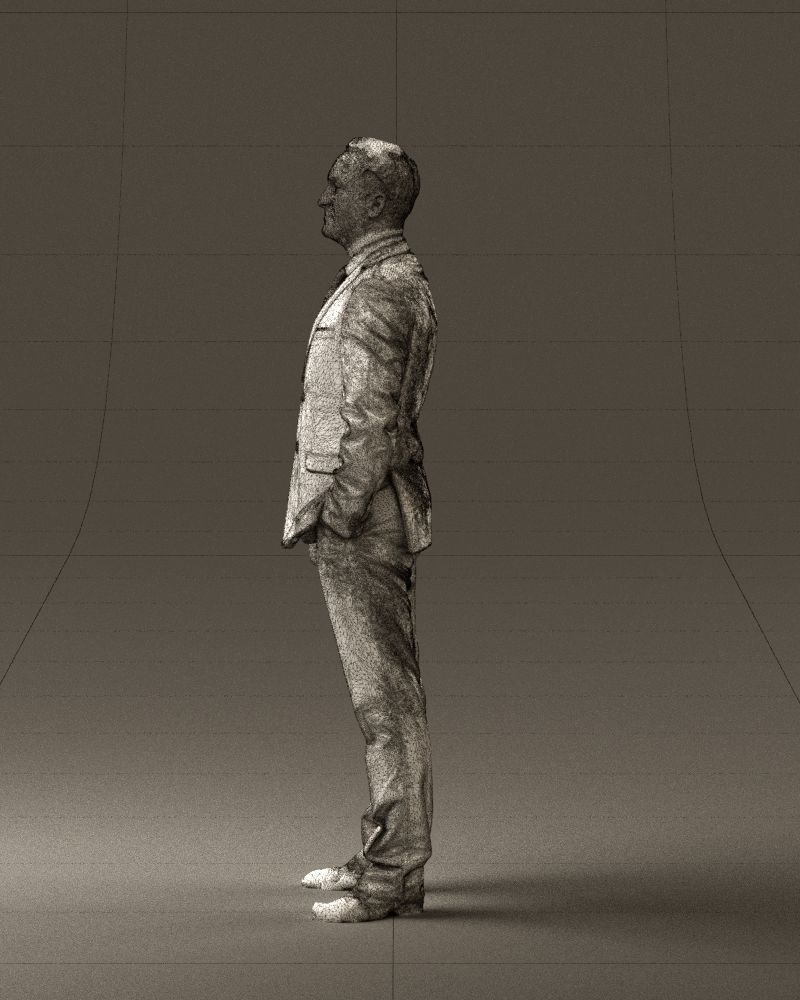 Man in dark blue suit red tie 0548 3D model_26