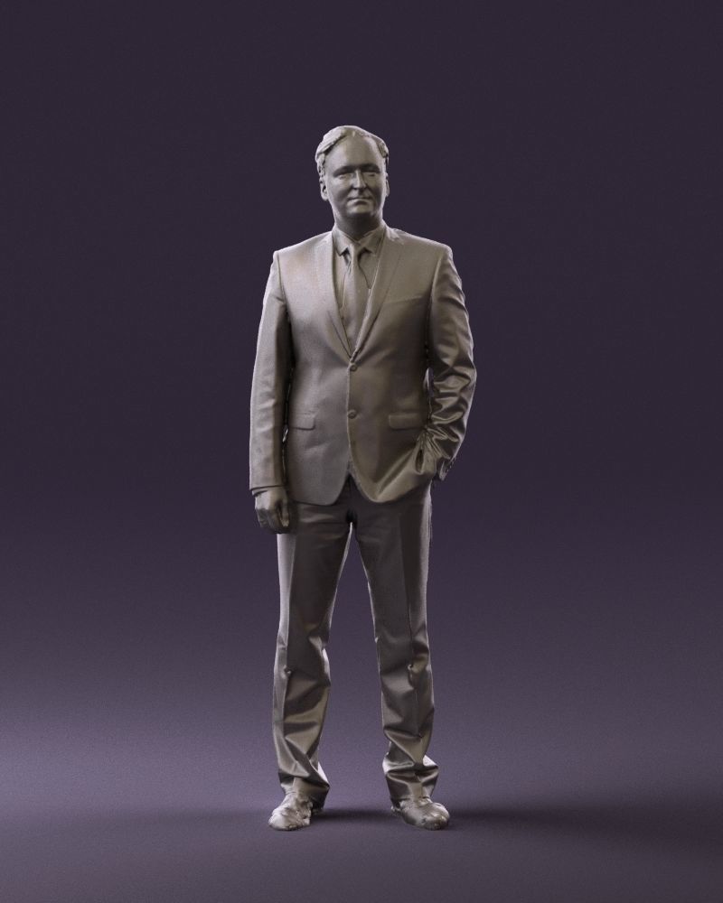 Man in dark blue suit red tie 0548 3D model_34