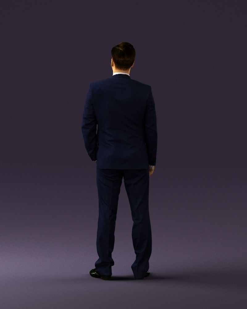 Man in dark blue suit red tie 0548 3D model_18