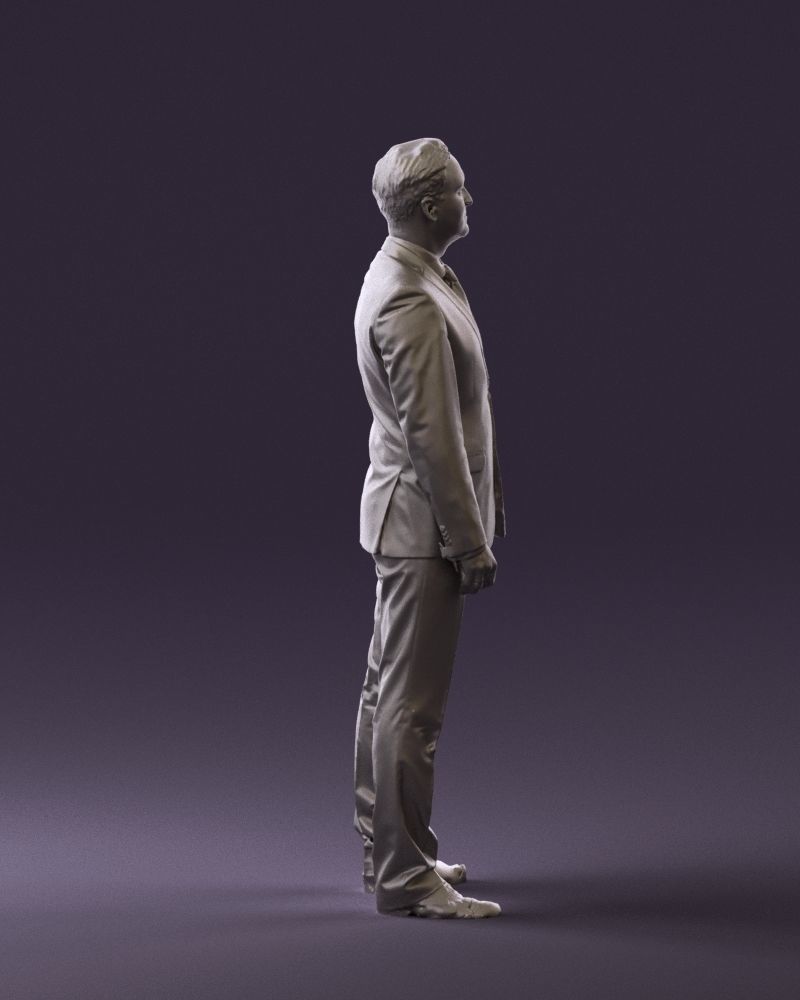 Man in dark blue suit red tie 0548 3D model_13