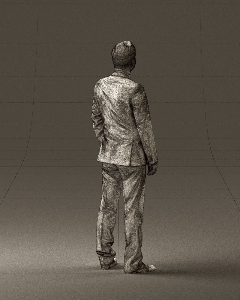 Man in dark blue suit red tie 0548 3D model_17