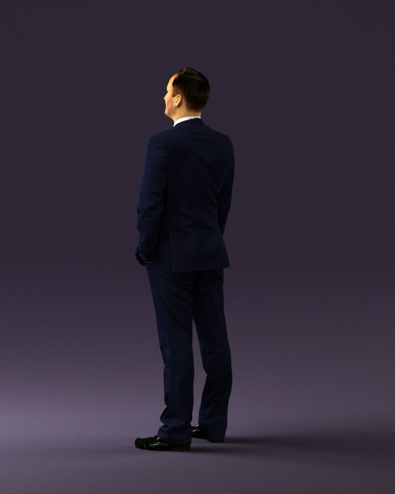 Man in dark blue suit red tie 0548 3D model_21