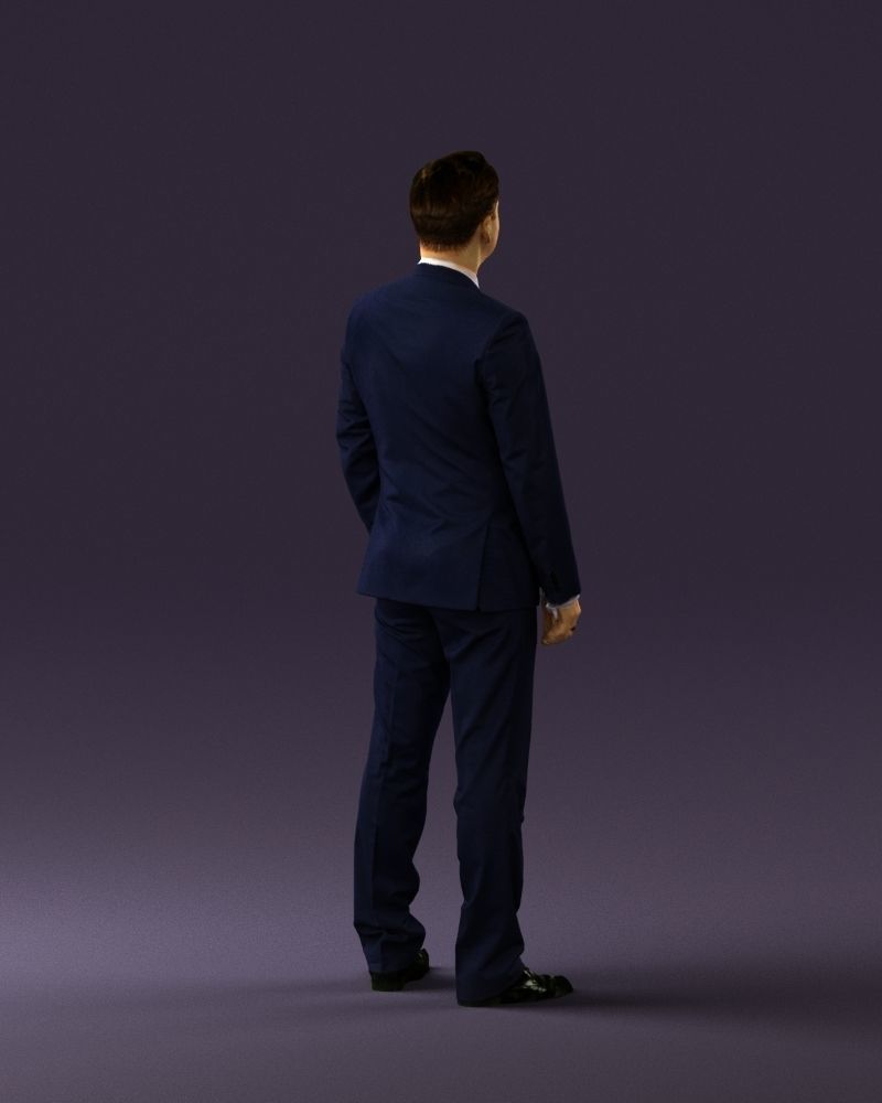 Man in dark blue suit red tie 0548 3D model_15