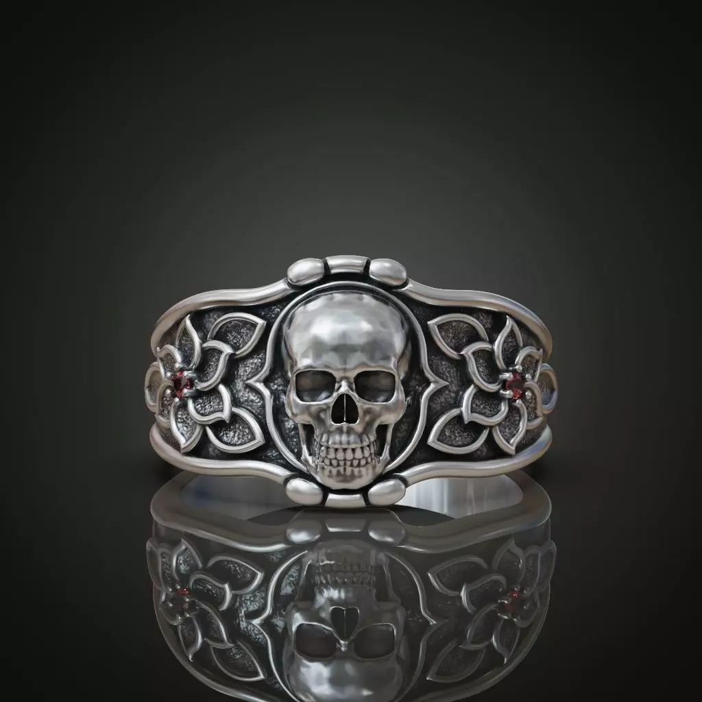 Ring skull flowers for men and women 3D print model