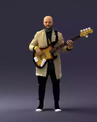 Musician bass guitar player 0118-2 3D Print Ready 3D print model