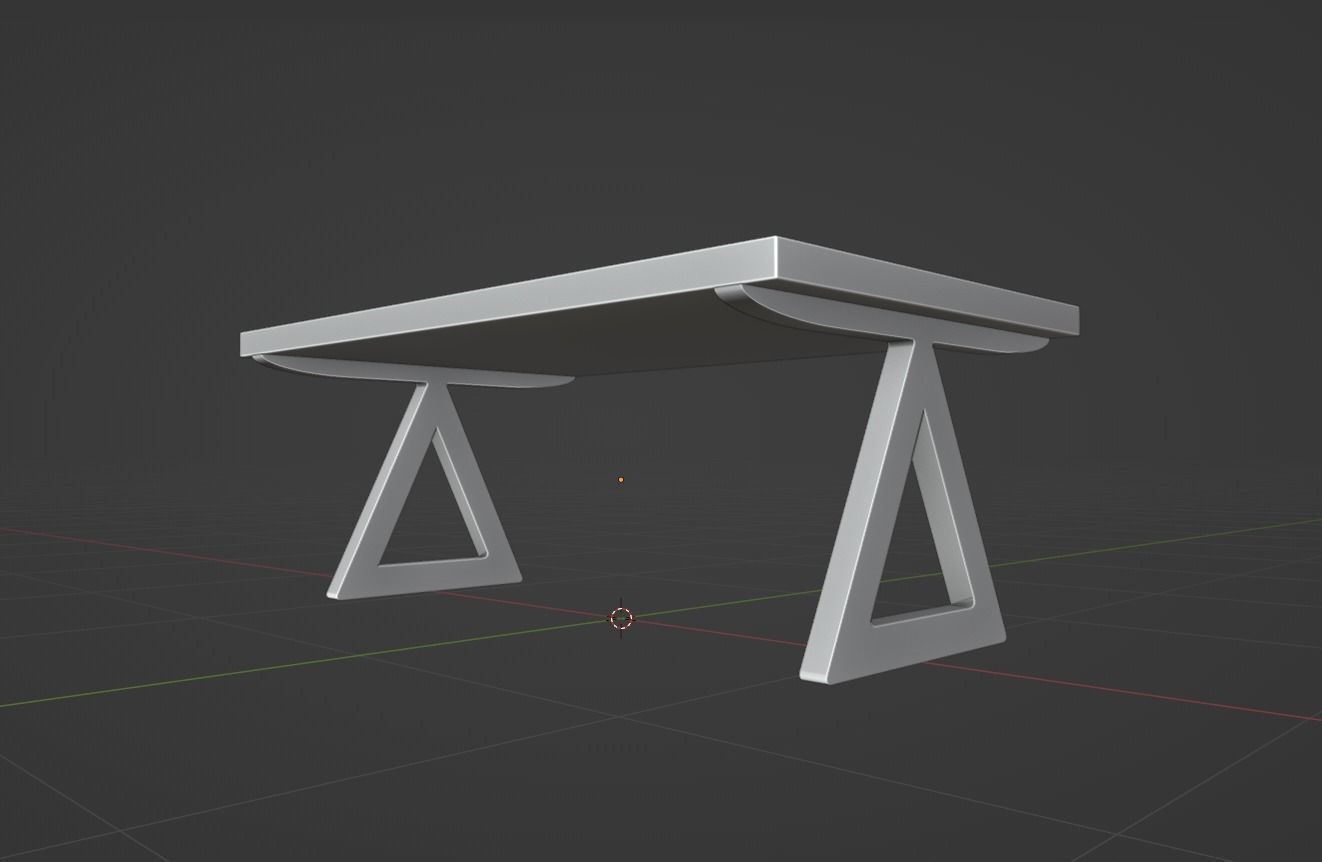 Modern Dining Table With Steel Triangular Frame 3D Model 3D model_8