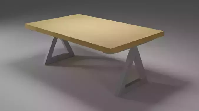Modern Dining Table With Steel Triangular Frame 3D Model