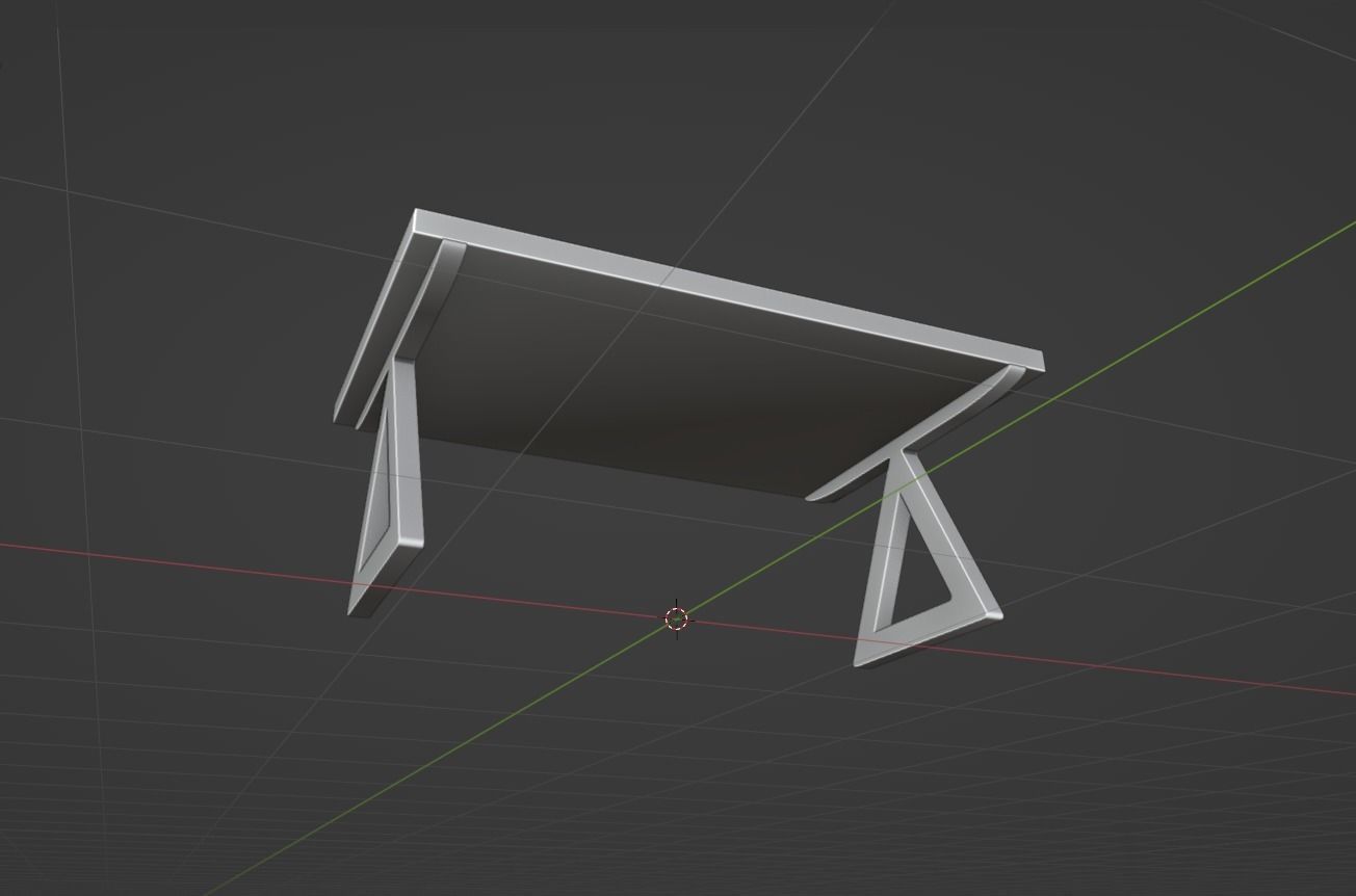 Modern Dining Table With Steel Triangular Frame 3D Model 3D model_6