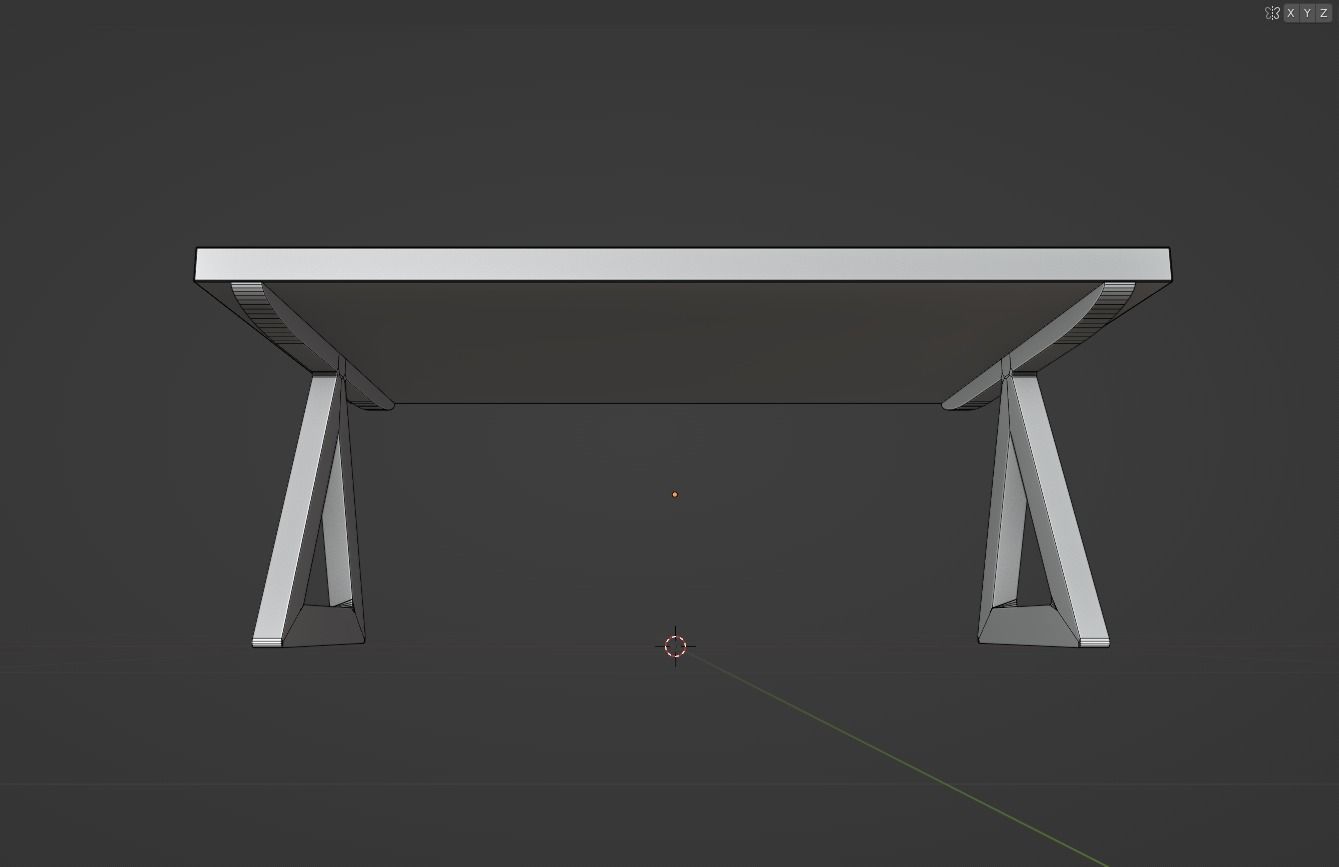 Modern Dining Table With Steel Triangular Frame 3D Model 3D model_13
