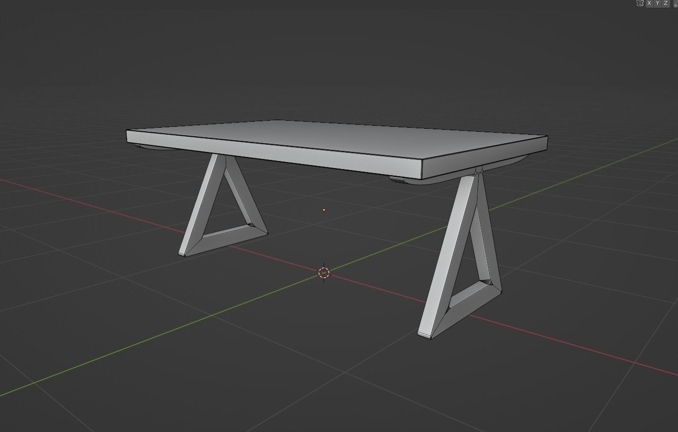 Modern Dining Table With Steel Triangular Frame 3D Model 3D model_14