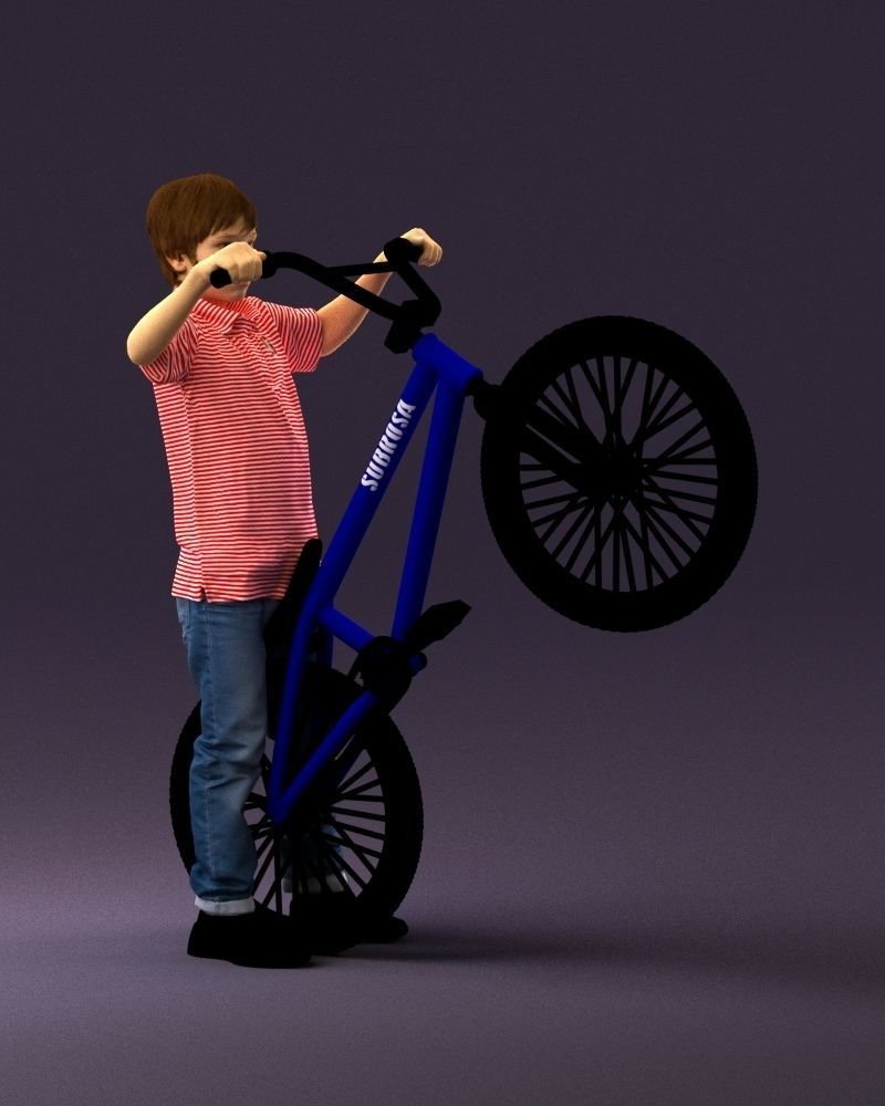 kid on bike 1076 3D Print Ready 3D print model_14