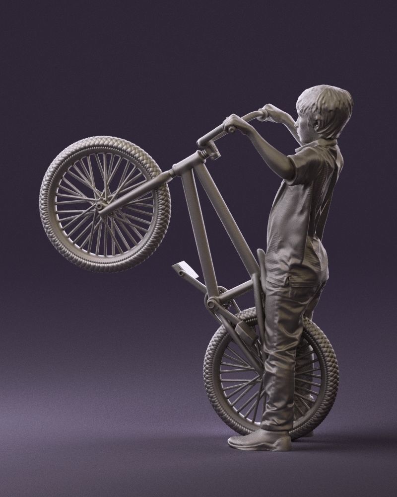 kid on bike 1076 3D Print Ready 3D print model_7