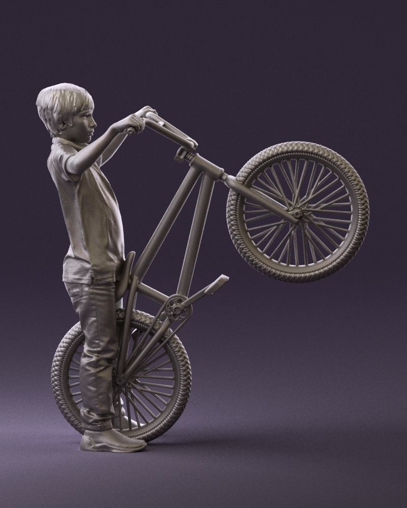 kid on bike 1076 3D Print Ready 3D print model_3