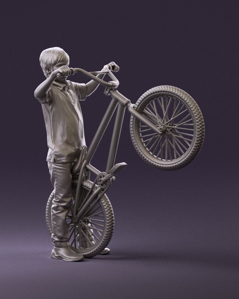 kid on bike 1076 3D Print Ready 3D print model_2