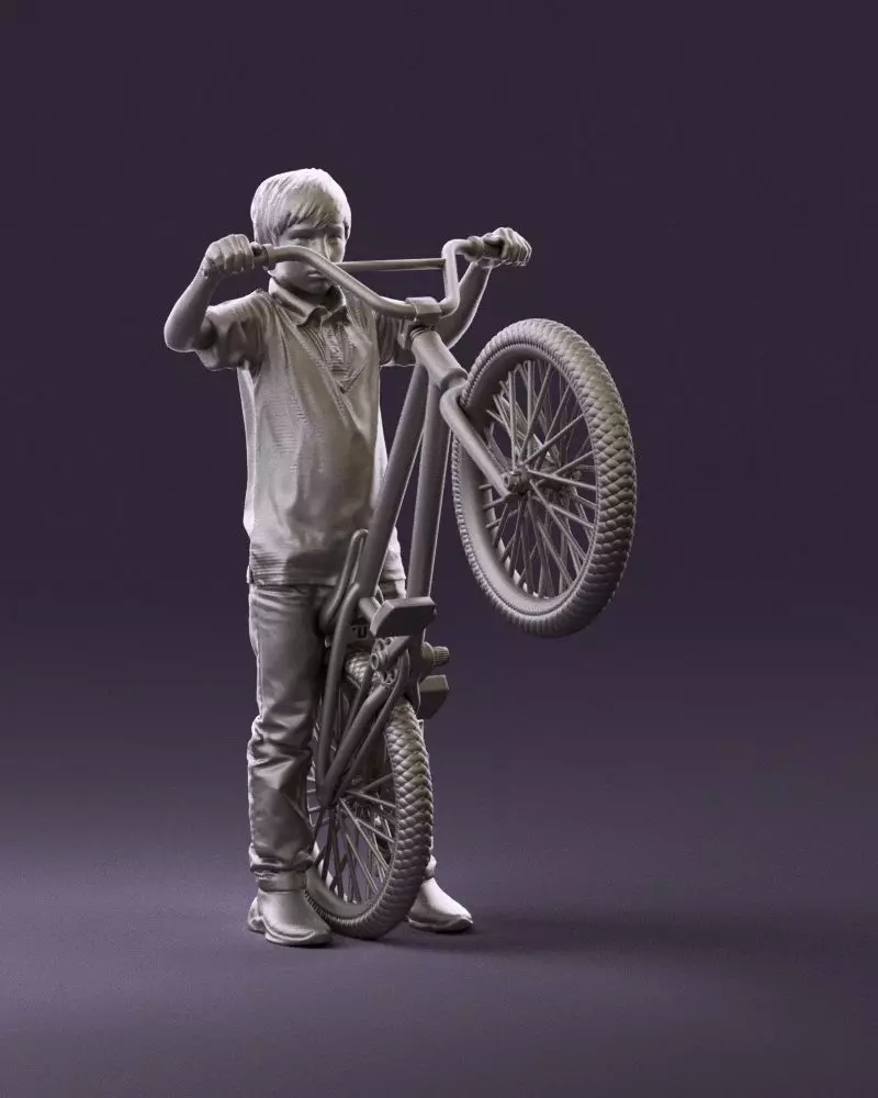 kid on bike 1076 3D Print Ready 3D print model_0