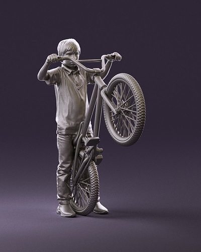 kid on bike 1076 3D Print Ready 3D print model