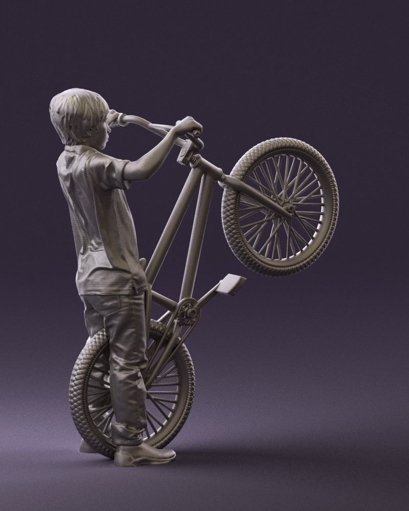 kid on bike 1076 3D Print Ready 3D print model_4