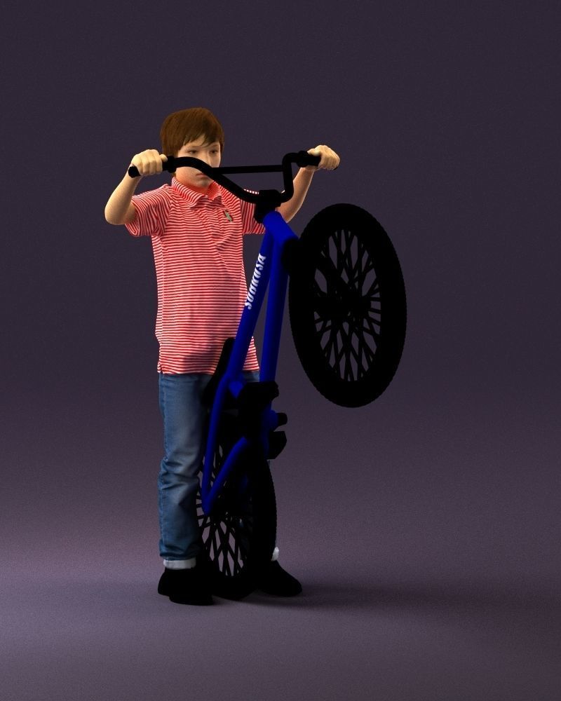 kid on bike 1076 3D Print Ready 3D print model_12