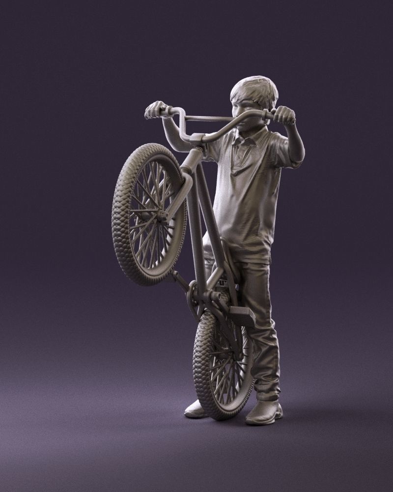 kid on bike 1076 3D Print Ready 3D print model_9