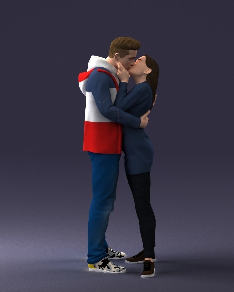 000286 Romantic Couple Kissing 0903 3dp 3D print model_19